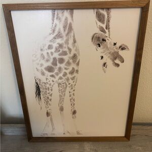 Giraffe Art Print with Wooden Frame